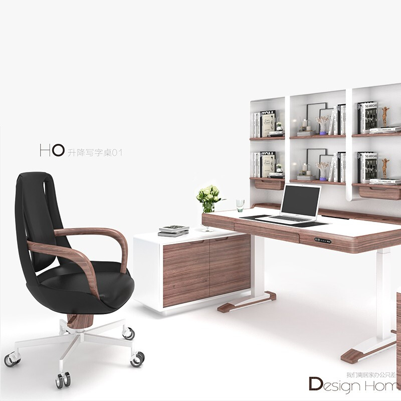 長江家具CJF 逅+系列 智能辦公桌 電動升降桌 居家電腦桌 可升降站立工作臺 實木桌子 胡桃木1.2米 HOF01S